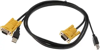 Кабел KVM (5 фута) KVM USB VGA конектор кабел 2 в 1 комплект за KVM