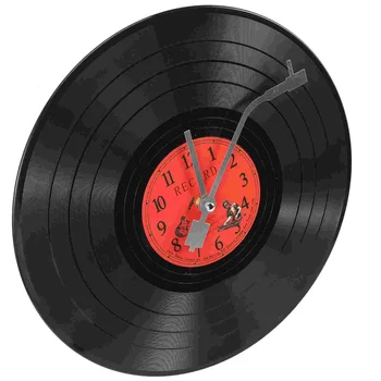 Офис часовник Vinyl плоча Монтиране на украса Уникален домакински пластмаса в Изискан ретро стил
