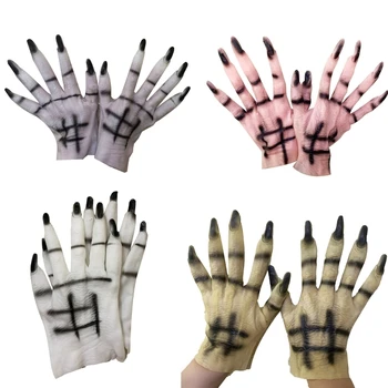 Унисекс ръкавици за Cosplay, Грозни Гумени ръкавици във формата на ръцете, Ръкавици за Хелоуин с дълги нокти за Карнавал партита