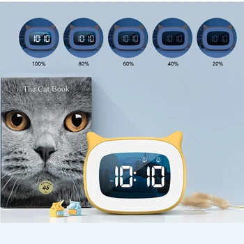 Двойна Музикален будилник, Digital alarm clock, led нощна светлина с гласов контрол, Настолни часовници, Акумулаторна Декорации за дома плот