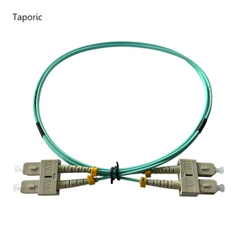 Двухшпиндельный Оптичен пач кабел TAPORIC ХАЛОГЕННИ дължина 1 метър SC/PC-SC/PC Гъвкава Зареждащ кабел OM3 2,0 мм, като 50 / 125μm Aqua, оптичен кабел, 1 бр./лот
