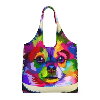 Цветна Дамска чанта-тоут с кучето си Чихуахуа, Множество чанта за работа, пътуване, бизнес, плаж, шопинг, училище