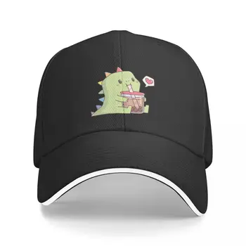 Новият сладък Динозавър с дъга шипове, обича чай с мехурчета, бейзболна шапка за татко, бейзболна шапка-шапка възстановяване на предишното положение За жени, мъжка шапка