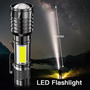 Мини-мощен фенер, супер ярък електрически фенер, Битови външно осветление, Външно осветление, Нов led увеличение, Зареждане чрез USB
