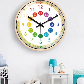 Безшумни Не Тикающие Детски стенен часовник На батерии Цветни декоративни часовници за детска спалня училищна степен