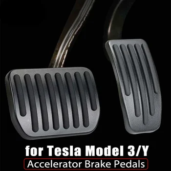 Автомобилни тампони ножную педала на седалките за Tesla, Модел 3, модел Y 2017-2023, аксесоари, педала на газта от алуминиева сплав, педала на спирачката