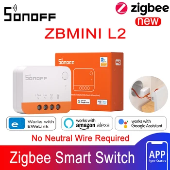 SONOFF ZBMINIL2 2-лентов модулен преминете ZBMINI Extreme Zigbee Smart Switch Неутрални, не се изисква да Работи с Alxea eWeLink APP Control