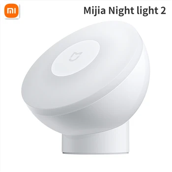 Оригинален лека нощ Xiaomi Mijia с 2 регулировками яркост, инфрачервен Smart сензор за движение на тялото, 360-Отточна тръба на шарнирна връзка нощна лампа Mi за умен живот