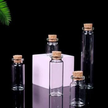 Малки бутилки с пробковыми тапи Малки флакони Малки Прозрачни стъклени буркани С капаци За съхранение на