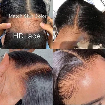 Дантелени с 4x4 5x5 HD Само пряка човешка бразилски косата Реми естествен цвят 10-22 инча за жени