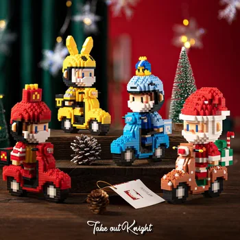 Творчески мини-строителни блокове, набор от играчки за Дядо Коледа, Идеи за сглобяване на играчки за деца, подарък за Рожден Ден