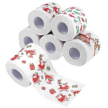 ULTNICE, 5 Ролки Коледните за еднократна употреба, Кърпички, Тъканни творчески салфетки с Коледна Тоалетна хартия за баня, Кърпи за вечеря