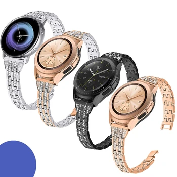 20 мм повърхност за Samsung Galaxy Watch 4 40 мм Watch 5 40 мм 44 мм Galaxy Watch 4 Classic 42 мм и 46 мм и Каишка от неръждаема стомана с кристали