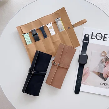 Корейски Калъф-органайзер за часа от матова кожа, Преносим Пътен Калъф за Apple Watch, чанта за съхранение на каишка за носене за часа, чанта за ремешках