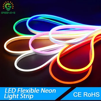 Led лентата е 5 МЕТРА LED Neon Flex DC12V IP65 Водоустойчива силиконова неон led лента е САМ Soft Light Bar Shape Decoration Outdoor