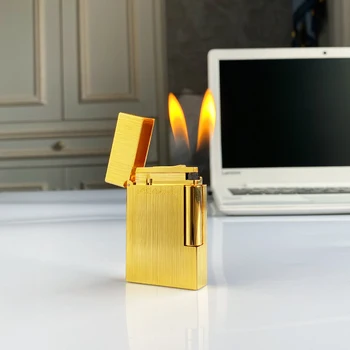 Ново Запомнящо се издание на Луксозна Метална запалка с един двоен пламък Звук Пинг Натурална боя За пушачи Бутановая запалка
