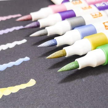 6 цвята метална маркер, метални маркери на средната точка за наскальной рисуване, изработване на картички от черна хартия, изделия за scrapbooking
