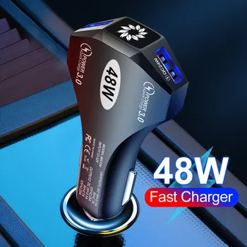 Зарядно за кола USB Quick Charge 4,0 48 W За бързо зареждане на мобилен телефон iPhone на 12 Pro 11 Huawei, Xiaomi Mi Type C