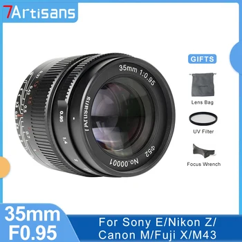 7 Artisans 7artisans 35 мм F0.95 APS-C Обектив с ръчно фокусиране Prime за Nikon Z Olympus M4/3 Fuji XF Canon EOS-M Sony E-Mount Canon RF
