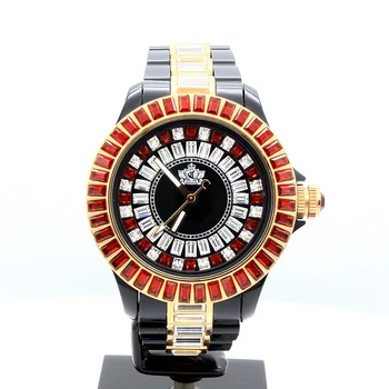 Модерни Елегантни часовници за момичета, часовници Червено, Розово Злато, Модни Дамски кварцови часовници С кристали