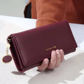 Жена портфейл, Чанта, Дълга чантата, Чантата е с голям капацитет, Монофонични Модерен Нов модел, Чанта за карти, чанта-клатч