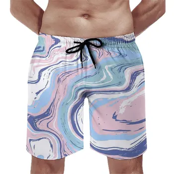 Шорти за мраморни дъски, Летни цветни абстрактни Ежедневни плажни шорти, Мъжки спортни шорти за Сърф, бързо съхнещи Плажни шорти на Поръчка