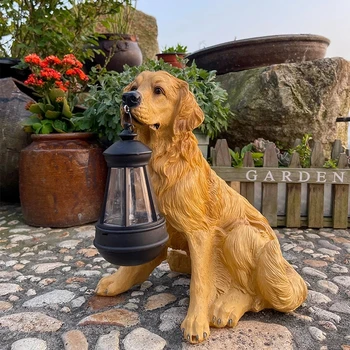 Имитация на Слънчева светлина, за животни, Външни непромокаеми статуи на кучета от смола, led нощни лампи за пътеки, двор, градина, декорация на дивата природа