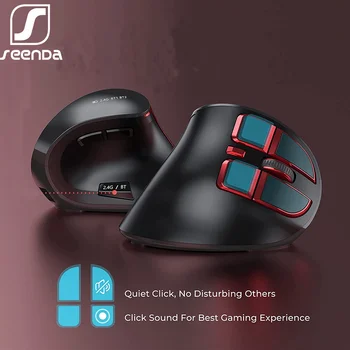 Ергономична мишка SeenDa 2,4 G и Bluetooth, акумулаторна безжична мишка, 9 бутони, 3 регулируеми DPI, Вертикална мишка за КОМПЮТЪР-лаптоп