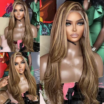 360 Перуки От човешка коса, Дантела, Ягодово Blond, перука с подсветка, 13x6 перуки, направени от естествени вълнообразни коси за черни жени