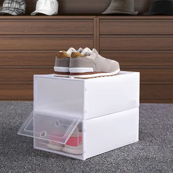 Обувки, Штабелируемый Пластмасова кутия За съхранение на обувки, Прозрачен Органайзер, Сгъваема Домашен Текстил, Чанти за съхранение на Пуловери, Водоустойчив