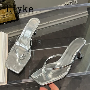 Liyke/ Висококачествени Чехли на ниско тънките токчета, Джапанки-пързалки, Летни модни Джапанки с отворени пръсти, Дамски чехли-Гладиатори