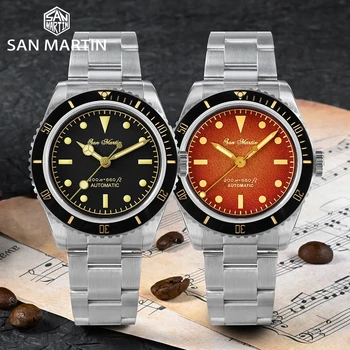 San Martin SN0004-G Vintage 38 мм 6200 Дайверские Часовници за Мъже Water Светия NH35 Механизъм Автоматично син сапфир Водоустойчив на 200 м Relojes