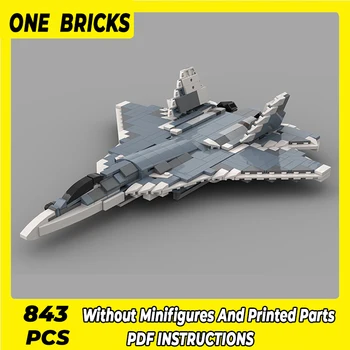 Градивните елементи на Moc Военен модел изтребител Су-57 Технически тухли за изграждане на собствените си ръце, строителни играчки за деца, празнични подаръци