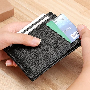 Тънък Кожен портфейл, държач за кредитни ID-карти, портфейл, джоб за пари, За Мъже И Жени, Модерна чанта 2022 година, Тънка Малка Кредитна карта